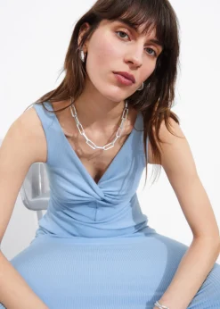 Hot & Other Stories Ribbed Twist-Front Midi Dress
