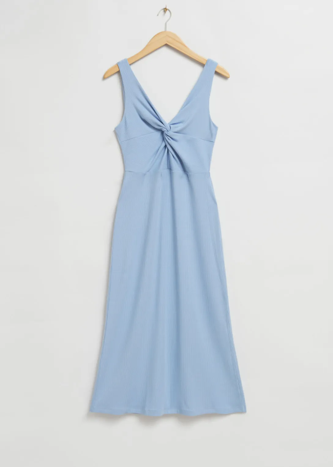 Hot & Other Stories Ribbed Twist-Front Midi Dress
