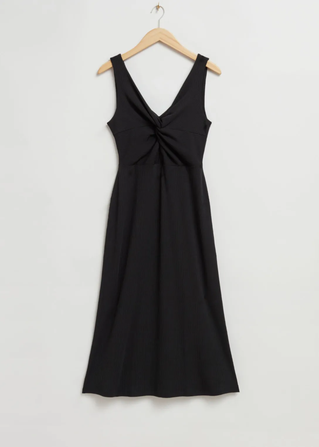Hot & Other Stories Ribbed Twist-Front Midi Dress