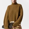 Store & Other Stories Rib-Knit Turtleneck Jumper Dark Khaki