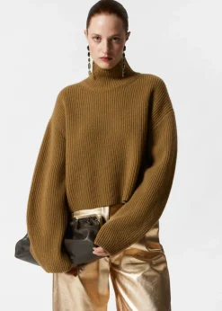 Store & Other Stories Rib-Knit Turtleneck Jumper Dark Khaki