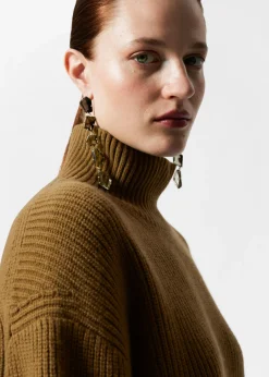 Store & Other Stories Rib-Knit Turtleneck Jumper Dark Khaki