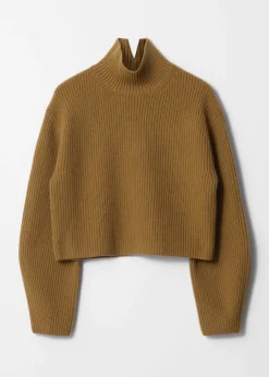 Store & Other Stories Rib-Knit Turtleneck Jumper Dark Khaki