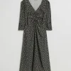 Fashion & Other Stories Ruched Front Dress Black Floral Print