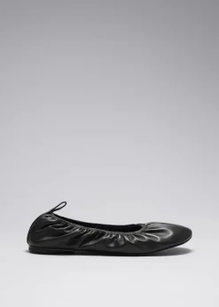 Hot & Other Stories Ruched Leather Ballet Flats