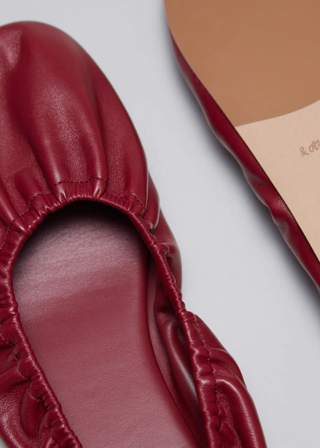 Hot & Other Stories Ruched Leather Ballet Flats