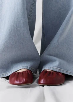Hot & Other Stories Ruched Leather Ballet Flats