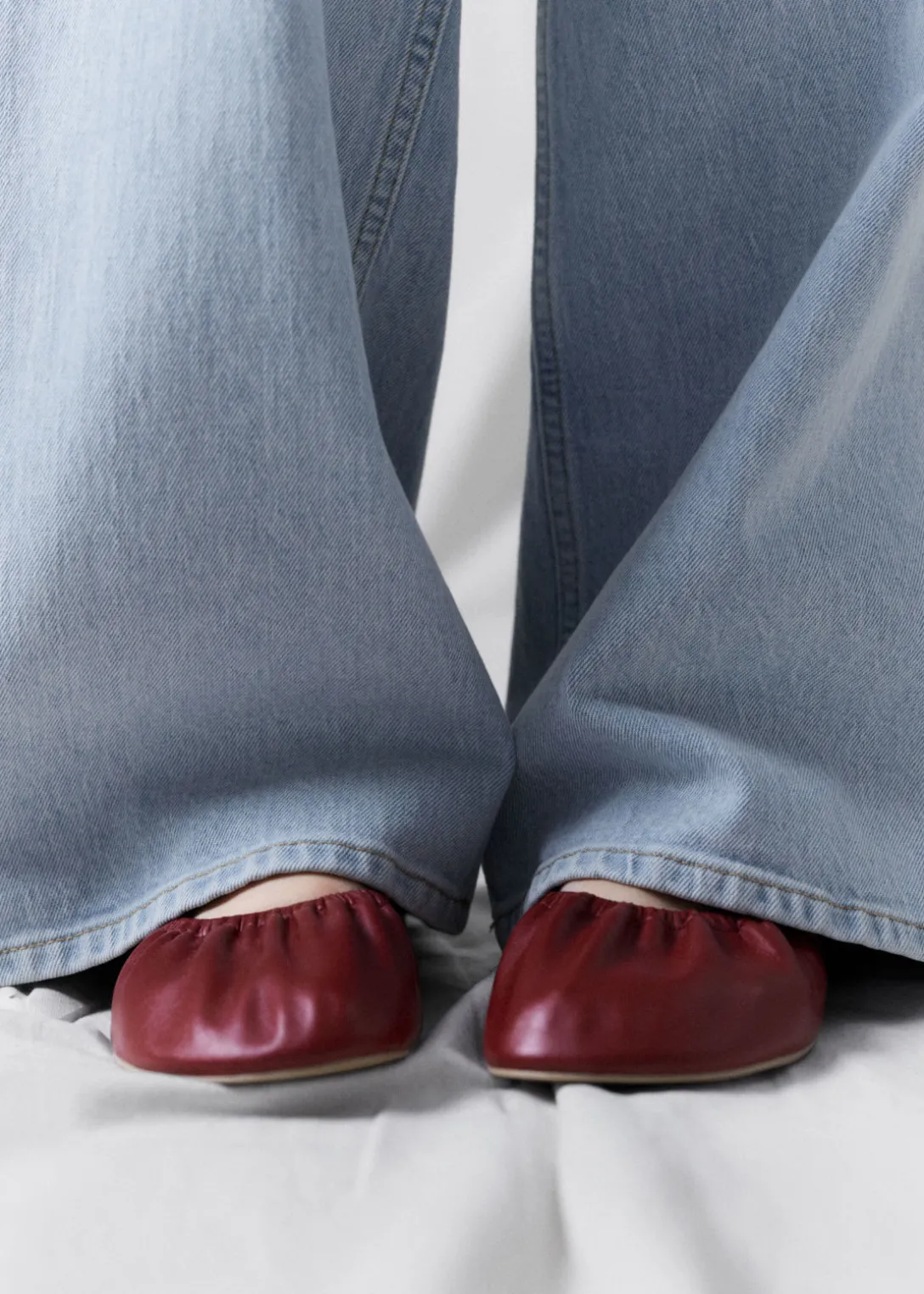 Hot & Other Stories Ruched Leather Ballet Flats
