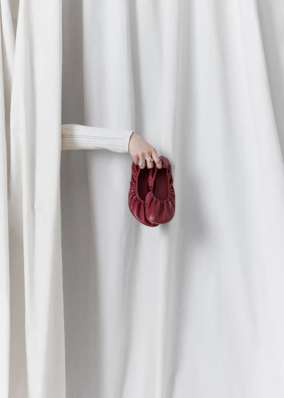 Hot & Other Stories Ruched Leather Ballet Flats