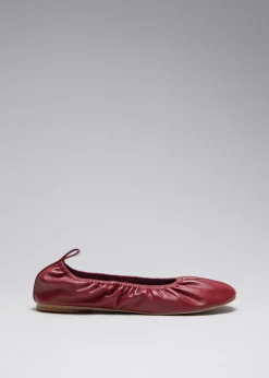 Hot & Other Stories Ruched Leather Ballet Flats