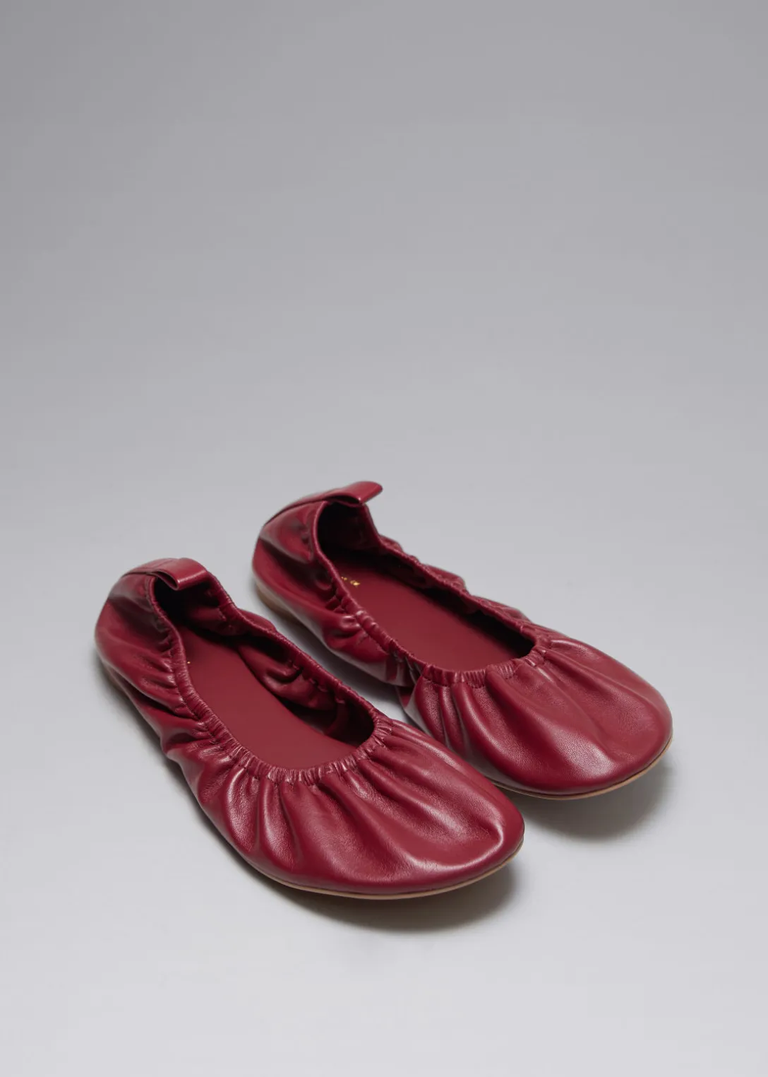 Hot & Other Stories Ruched Leather Ballet Flats