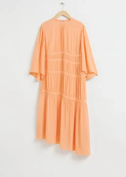 Discount & Other Stories Ruched Relaxed-Fit Asymmetric Dress Light Orange