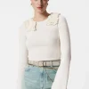 Hot & Other Stories Ruffled Merino-Blend Top