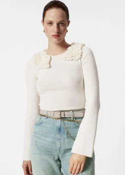 Hot & Other Stories Ruffled Merino-Blend Top