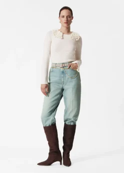 Hot & Other Stories Ruffled Merino-Blend Top