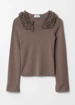 Hot & Other Stories Ruffled Merino-Blend Top