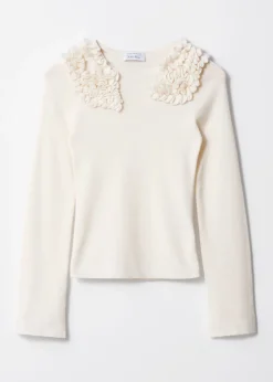 Hot & Other Stories Ruffled Merino-Blend Top