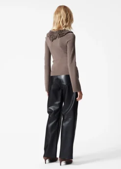 Hot & Other Stories Ruffled Merino-Blend Top