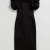 Store & Other Stories Ruffled Off-Shoulder Midi Dress Black