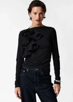 Hot & Other Stories Ruffled Top Black