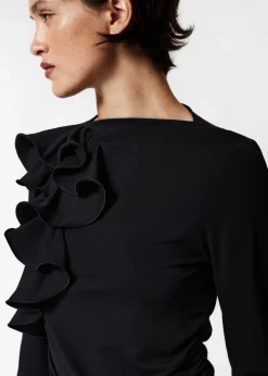 Hot & Other Stories Ruffled Top Black