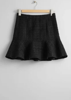 Best Sale & Other Stories Ruffled Tweed Mini Skirt Black Tweed