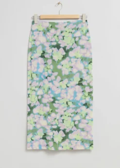 Flash Sale & Other Stories 90s Look Pencil Skirt Lilac Floral Print