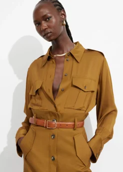Hot & Other Stories Satin Utility Shirt Mustard