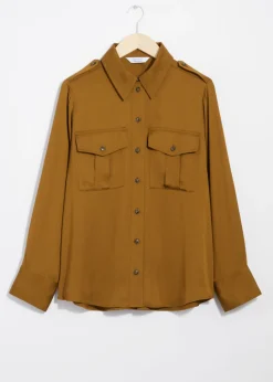 Hot & Other Stories Satin Utility Shirt Mustard