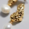Store & Other Stories Sculpted Pearl Drop Earrings Gold/Pearl