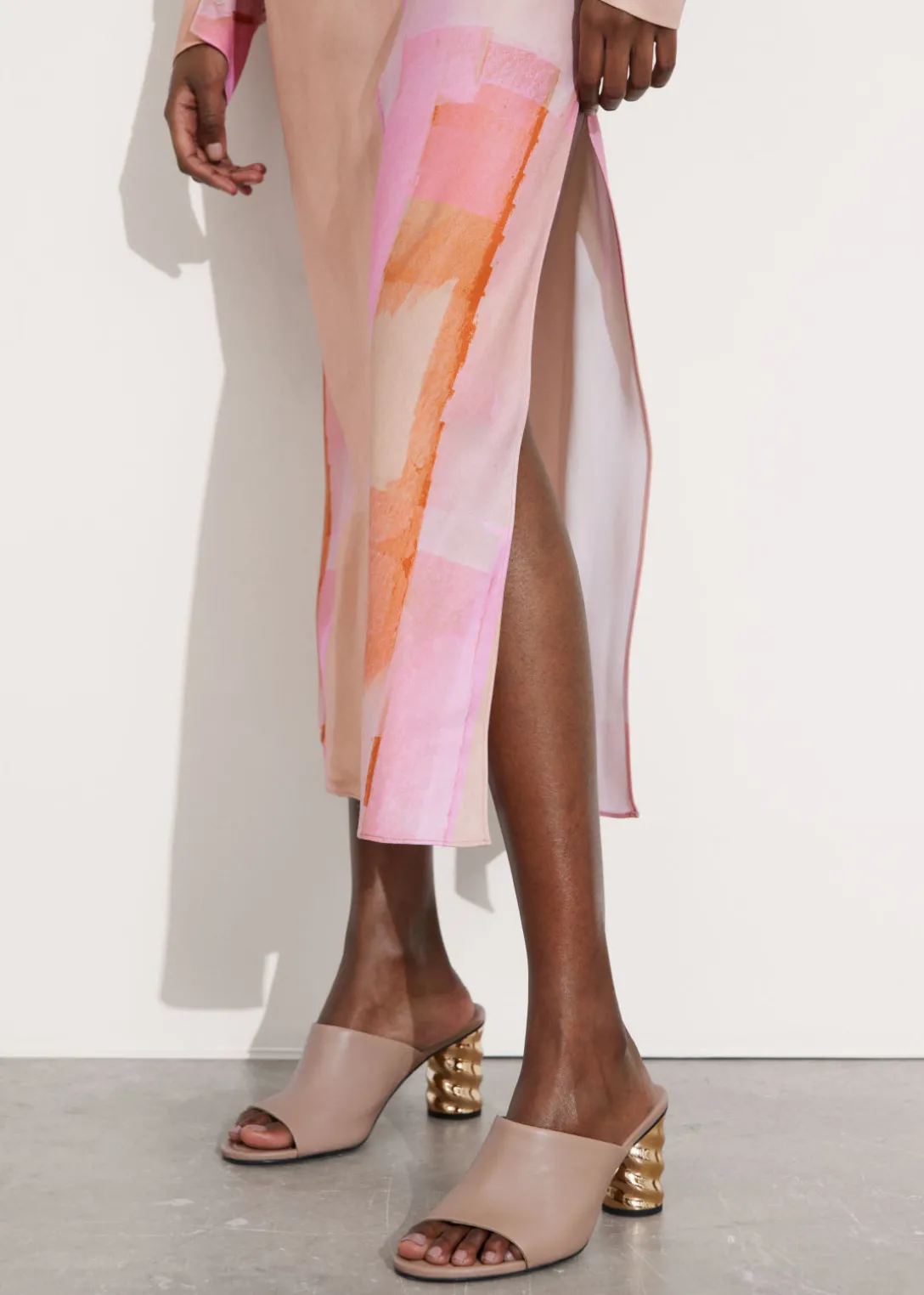Outlet & Other Stories Sculptural Heel Leather Mules Beige