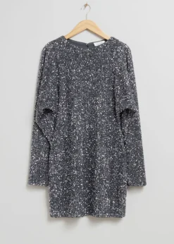 Clearance & Other Stories Sequin Mini Dress Grey Sequin