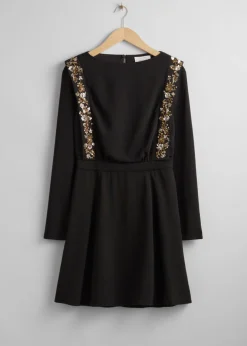 Cheap & Other Stories Sequin-Embroidered Mini Dress Black