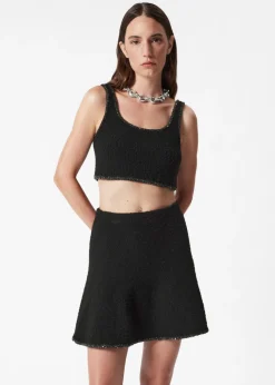 Fashion & Other Stories Sequin-Trimmed Bouclé Bralette Top Black