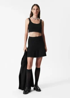 Fashion & Other Stories Sequin-Trimmed Bouclé Bralette Top Black
