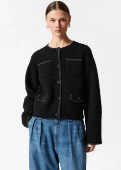 Clearance & Other Stories Sequin-Trimmed Cardigan Black