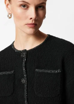 Clearance & Other Stories Sequin-Trimmed Cardigan Black