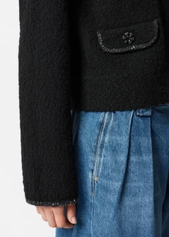 Clearance & Other Stories Sequin-Trimmed Cardigan Black