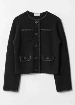 Clearance & Other Stories Sequin-Trimmed Cardigan Black