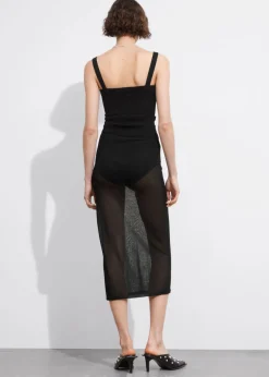 Cheap & Other Stories Sheer Pencil Midi Skirt Black