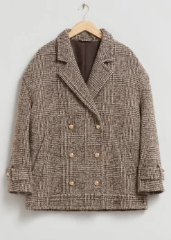 Best Sale & Other Stories Short Oversized Peacoat Beige Tweed