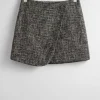 Discount & Other Stories Short Tweed Wrap Skirt Black/White