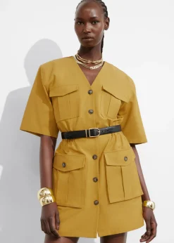 Discount & Other Stories Short-Sleeve Utility Mini Dress Mustard