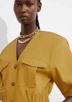 Discount & Other Stories Short-Sleeve Utility Mini Dress Mustard