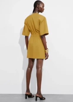 Discount & Other Stories Short-Sleeve Utility Mini Dress Mustard