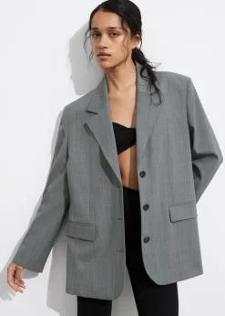Discount & Other Stories Single-Breasted Blazer Grey