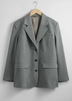 Discount & Other Stories Single-Breasted Blazer Grey