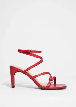 Fashion & Other Stories Sleek Leather Sandals Ruby Red