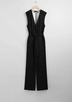 Fashion & Other Stories Sleeveless Open-Back Jumpsuit Black