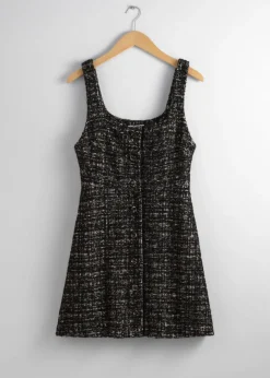 Hot & Other Stories Sleeveless Tweed Mini Dress Black Tweed